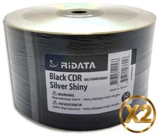 100-Pak Silver/BLACK 48X 80-Min CD-R's by Ridata Shiny-Silver Top, BLACK Bottom picture