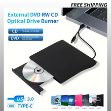 Slim External CD DVD RW Drive USB 3.0 Writer Burner Player Black For Laptop PC picture