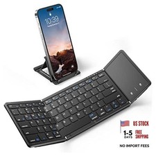 Full-Size Foldable Bluetooth Keyboard with Large Touchpad, Black Elegant Black picture