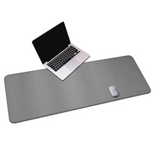 Grey PU Leather Desk Mat 55x19.6 Inch Extra Large Pad Blotter Protector picture