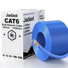 Jadaol Cat6 Riser (CMR) Bulk Ethernet Cable 500ft 23AWG 10Gbps PoE++ Blue picture