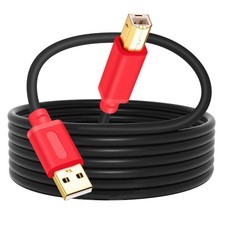 Tan QY Printer Cable 25Ft, USB 2.0 High Speed Gold-Plated Red, 25Ft  picture