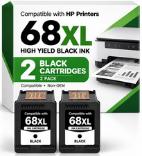 68XL 2 Pack Black Ink Cartridges  Compatible with HP Envy 6555e 6552e 6155e picture