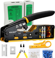 Solsop Pass Through RJ45 Crimp Tool Kit Ethernet Crimper CAT5 Cat5e Cat6 Crimpin picture