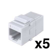 Construct Pro RJ45 Female CAT6 Keystone Coupler Jack Insert (White, 5 Pack) picture