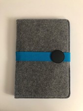 Gray Felt Tablet Sleeve Blue Elastic Strap 8.5x5.75in Closed NEW picture