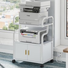 Large Printer Stand with Power Outlet, 3-Tier Rolling File Cabinet with Locka... picture