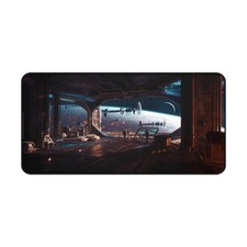 Futuristic Gaming Desk Mat, Orbital Space Station Sci Fi Mouse Pad,  Gamer Setup picture