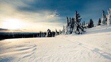 Landscape snow trees nature sunlight Custom Gaming Mat Desk picture