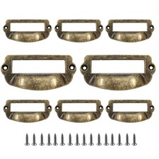 suiwotin 8pcs Card Catalog Drawer Pulls, Library File Label Cabinet Pull picture