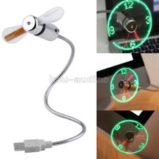 LED fan mini USB clock fan powered cooling flashing real time display function- picture