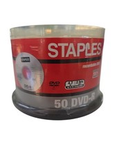 Staples 50 Pack DVD-R Recordable Blank Discs 4.7GB 8x 120 Min New Sealed picture