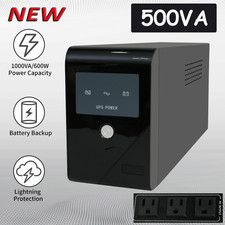 Backup UPS Uninterruptible Power Supply 500VA 300W 3 Outlet LCD Display Battery picture