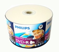 100 PHILIPS Blank 16X DVD-R DVDR White Inkjet Hub Printable 4.7GB Media Disc picture