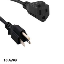 10PCS 15' Black Outlet Saver Power Extension Cord NEMA 5-15P/15R 16AWG 13A/125V picture