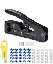 All-in-one RJ45 RJ12 Crimp Tool, 50pcs CAT6 Pass Through Connectors and Covers picture