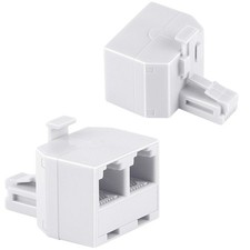 Uvital RJ11 Phone Jack Splitter 1 to 2, Duplex Wall Adapter, 2 Pack, White picture