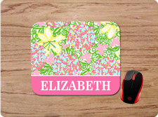 LILLY INSPIRED FLORAL BUTTERFLY PRINT PERSONALIZED NAME MOUSE PAD HOME OFFICE picture