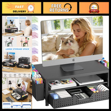 Desk Organizer with Monitor Stand Riser, Drawer & 2 Pen Holders - Office Supplie picture