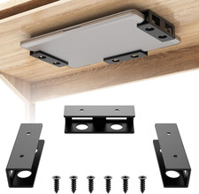 3PCS Under Desk Laptop Mount Adjustable Steel Holder Shelf with Silicone Pads picture