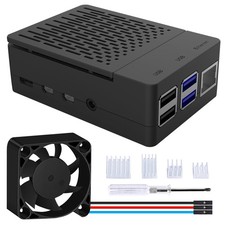GeeekPi Case for Raspberry Pi 4, 4 Fan ABS with PWM Cooling Black picture