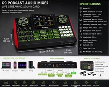 G9 Podcast Audio Mixer Live Sound Card USB Interface for PC Phone Streaming. picture