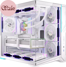 ATX Mid Tower PC Case 360mm Radiator Tempered Glass Type C White picture