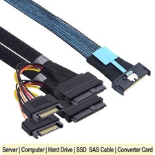 PCIE5.0 Slimline SAS MCIO 8i 74Pin to 2xSFF 8639 with 15P SATA Server Data Cable picture