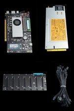 8 GPU Mining Rig Frame Kit PCIe Riser Board Cables Motherboard CPU RAM SSD... picture