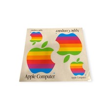 Vintage Original Apple Computer 4 Stickers on Sheet NOS Rainbow Logo Decal 90's picture