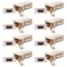 8 Pcs DB9 RS232 Serial DB9 Female to RJ45 8P8C Network Modular Adapter Ivory picture