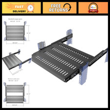 4-Post Vented Sliding Rack Shelf - Adjustable Mounting Depth 15