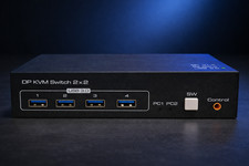 DP KVM Switch 2x2 DisplayPort + USB 3.0 {Remote Switch Button DP Cable Included} picture