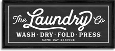 Vintage Laundry Sign Cursive Typography, Black Framed, 13 X 30 picture