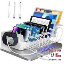 320W Charging Station for Multiple Devices, 10 Ports Fast Multi-Device White picture