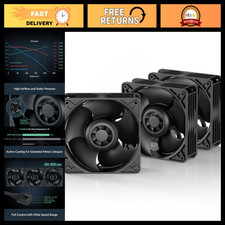 Pack of 3 High-Performance Electronic Fans for Servers & Desktops - Black picture