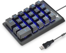 Number Pad, Mechanical USB Wired Numeric Keypad with Blue LED Backlit 22 Key Num picture