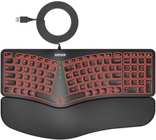 Arteck Split Ergonomic Keyboard with Palm Rest, USB Wired black or gray picture