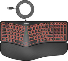 Arteck Split Ergonomic Keyboard with Palm Rest, USB Wired Backlit Keyboard picture