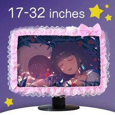 Lace Fabric Computer Frame Cover With Elastic Pen Pocket Bow Home Decorations picture