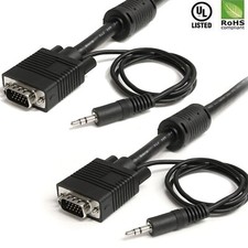 10FT VGA Male to Male Cable SVGA Monitor Cord Black Plug Wire for PC Computer picture