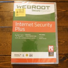 WEBROOT Secure Anywhere Internet Security Plus 3 Devices Antivirus Mobile PC Mac picture