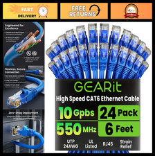 High-Speed Cat6 Ethernet Cables 6ft Snagless 24-Pack, 10Gbps RJ45 for Gaming & N picture