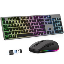 Wireless Keyboard and Combo with RGB Backlit Rechargeable Quiet Key picture
