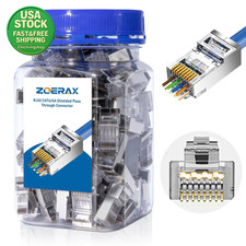 100 Pack Cat 6A RJ45 Pass through Connector Shielded Ethernet Cable End 1.2Mm picture