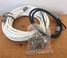 Comcast Internet xfinity White Coax Cable Short Black Cable Cord + Line Splitter picture