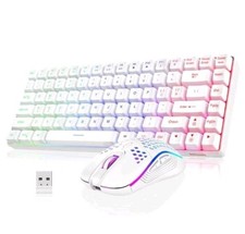 RedThunder K84 Wireless Keyboard and Mouse Combo, Rainbow Backlit, 84-Key, White picture