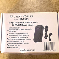 LAN-POWER LP-2535 Single Port PoE+ 35W Midspan Injector RJ-45 Ethernet picture
