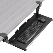 VIVO Black Clamp-on Height Adjustable Keyboard and Mouse Under Desk Slider Tray picture