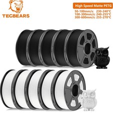 TECBEARS 10KG PETG High Speed Matte 600mm/s 3D Printer Filament Black&White picture